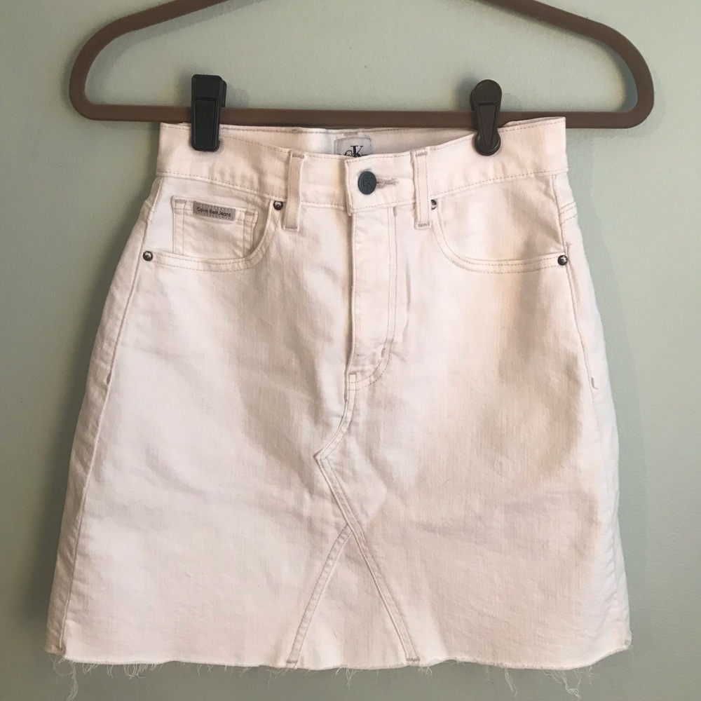Calvin Klein white denim skirt